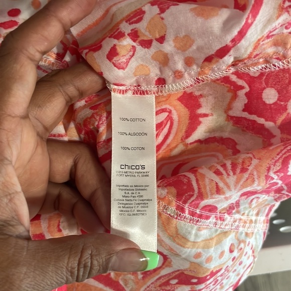 Chico’s Button Up Coral Shirt Size M - Picture 8 of 9